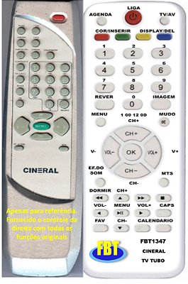 Controle Compatível Com TV CRT/Tubo Cineral FBT1347