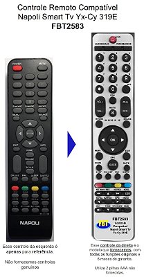 Controle Compatível TV Napoli NPL32D980 FBT2583