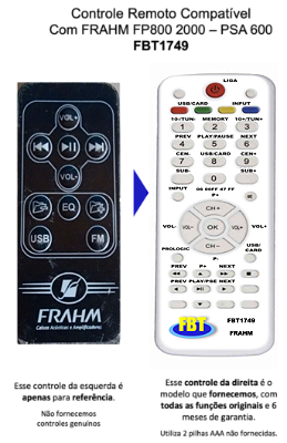 Controle Compatível Com  Frahm Fp800 Usb580fm Mp1000 FBT1749