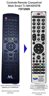 Controle Compatível Com MTEK SMART TV MK40KS7B FBT2809