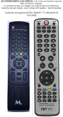 Controle Compatível Com MTEK SMART TV MK40KS7B FBT2809