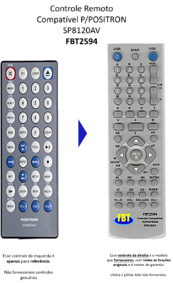 Controle Compatível Com POSITRON SP8120AV MULTIMIDIA FBT2594