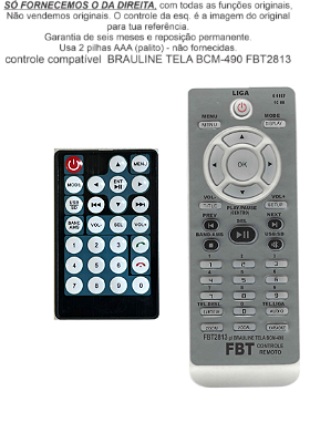 Controle Compatível Com BRAULINE TELA BCM-490 FBT2813
