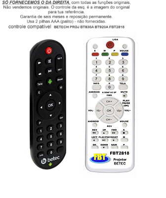 Controle Compatível Com BETEC BT920A BT836A MINI PROJ LED FBT2818