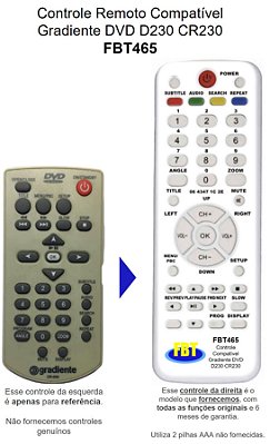 Controle Compatível Com GRADIENTE D 230 CR 230 CR 203 FBT465