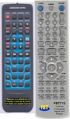 Controle Compatível Com NAPOLI AUTOMOTIVO DVD-TV8181 FBT715