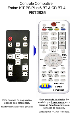 Controle Compatível Com FRAHM KIT PS PLUS 6 BT E CR BT 4 FBT2835