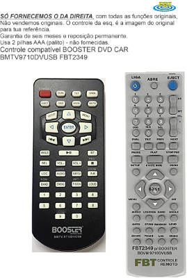 Controle Compatível Com BOOSTER DVD CAR BMTV9710DVUSB FBT2349