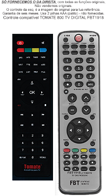 Controle Compatível Com TOMATE 800 TV DIGITAL FBT1918