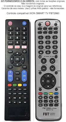 Controle Compatível Com XION SMART XI-LED32SLIM TV FBT2860