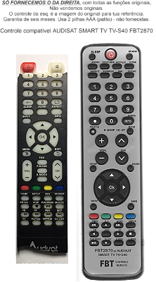 Controle Compatível Com AUDISAT SMART TV-S40 FBT2870