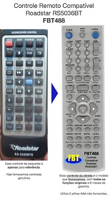 Controle Compatível Com AUTOMOT ROADSTAR RS-5036BT RS-5155bts 5045BTS 5350BTS FBT488