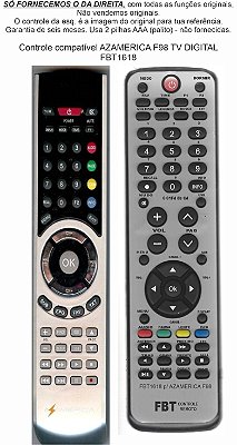 Controle Compatível Com AZAMERICA F98 TV DIGITAL FBT1618