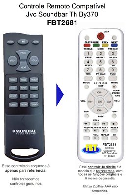 Controle Compativel P/ Soundbar Jvc Th By370 Fbt2681