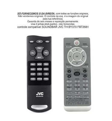 Controle Compativel P/ Soundbar Jvc Th By370 Fbt2681