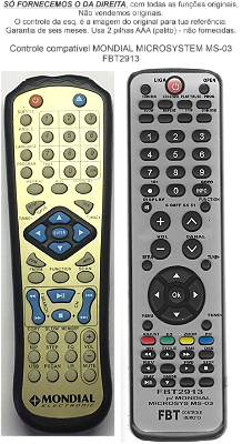 Controle Compatível para Microsys MS-03 Mondial FBT2913