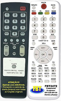 Controle Remoto Compatível para  Ecopower EP1925 EP190 PA103 FBT2472