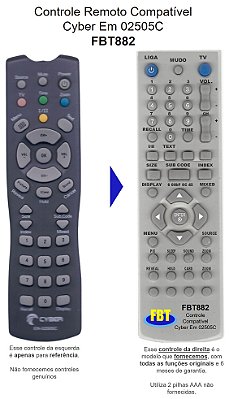 Controle Remoto Compatível - Tv Lcd CYBER EN 2505C LCD / 1933 AM FBT882