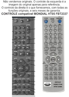 Controle Compatível Com  HOME MONDIAL D05 HOME STAR USB II FBT2337