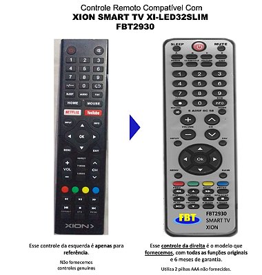 Controle Compatível Com SMART TV XION XI-LED32SLIM FBT2930