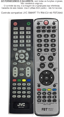 Controle Compatível JVC SMART TV RM-C3149 FBT2940