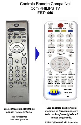 Controle Compatível Com Tv Lcd Philips Fbt1440