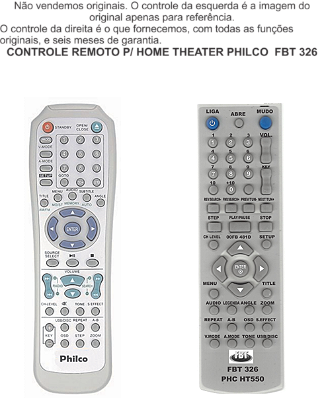 Controle Compatível Com HOME PHILCO PHT660N/2 PHT550 / PHT551 / PHT660N / PHT670 / PHT777 PHT680 FBT326