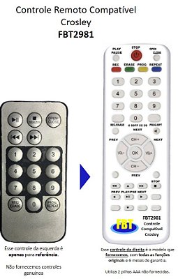 Controle Remoto Compatível Com CROSLEY AUTORAMA FBT2981