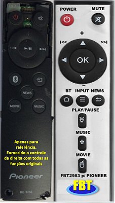 Controle Remoto Compatível SOUNDBAR PIONEER RC-76S FBT2983