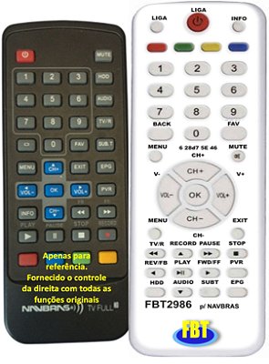 Controle Remoto Compatível Com TV FULL HD NAVBRAS FBT2986