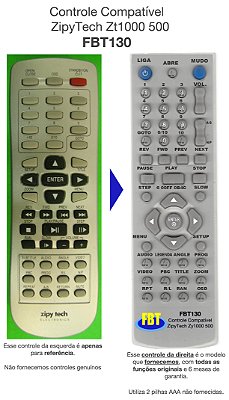 Controle Remoto Compatível P/ ZipyTech Zt1000 500 FBT130