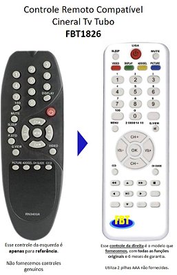 Controle Compatível P/ Cineral Rh3400n Fbt1826