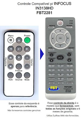 Controle Compatível P/ INFOCUS IN3138HD FBT2281
