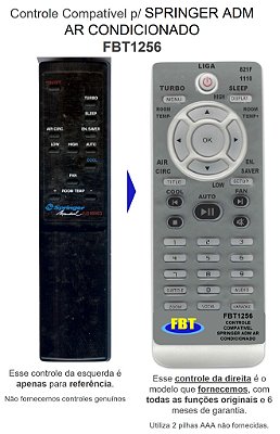 Controle Compatível P/ SPRINGER ADM AR CONDICIONADO FBT1256