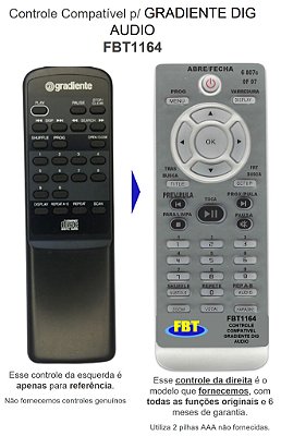 Controle Compatível P/ GRADIENTE DIG AUDIO FBT1164