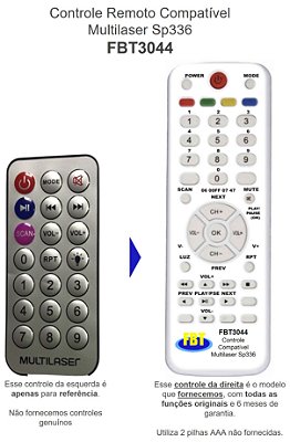 Controle Remoto Compatível Multilaser Torre Sp336 FBT3044