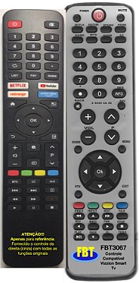 Controle Remoto Compatível p/ Vizzion Smart Tv FBT3067