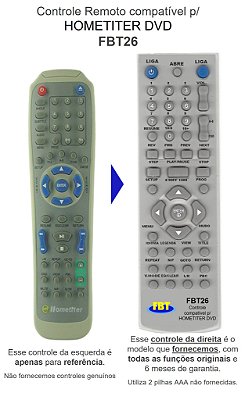 Controle Remoto Compatível p/ Hometiter DVD FBT26
