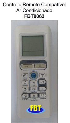 Controle Remoto Compatível Ar Condicionado FBT8063