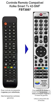Controle Remoto Compatível Tv Kolke 42-SMF M-S48 FBT3087
