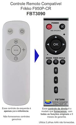 Controle Remoto Compatível Frikko F950P-CR FBT3090