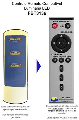 Controle Remoto Compatível Luminária LED FBT3136