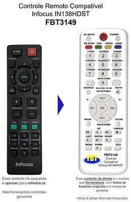 Controle Remoto Compatível Infocus IN138HDST FBT3149