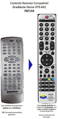 Controle Remoto Compatível Gradiente HTS641 FBT159