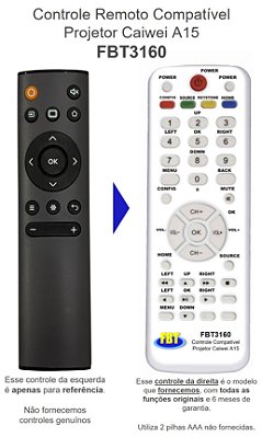 Controle Remoto Compatível Projetor Caiwei A15 FBT3160