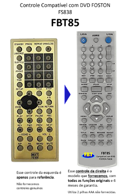 Controle Remoto Compatível Para Foston Fs838 Dvd Fbt85