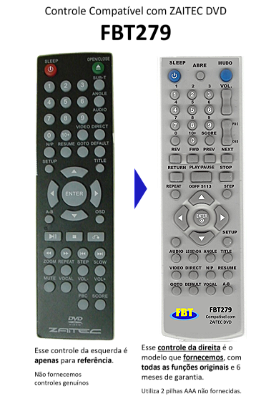 Controle Remoto Compatível Para Zaitec Dvd Fbt279