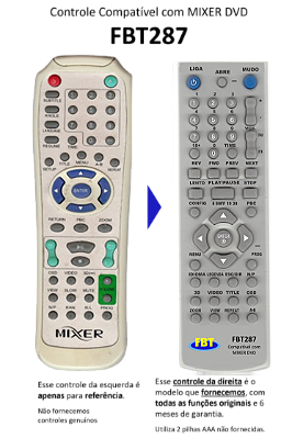 Controle Remoto Compatível Para Mixer Dvd Fbt287