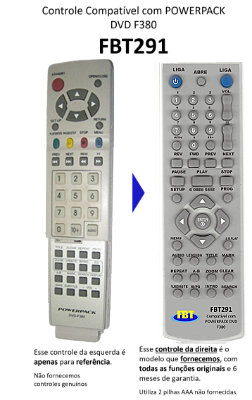 Controle Remoto Compatível Para Powerpack Dvd F380 Fbt291