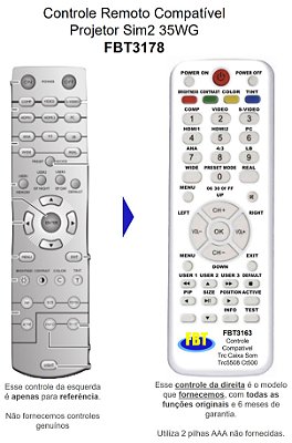 Controle Remoto Compatível Projetor Sim2 35WG FBT3178
